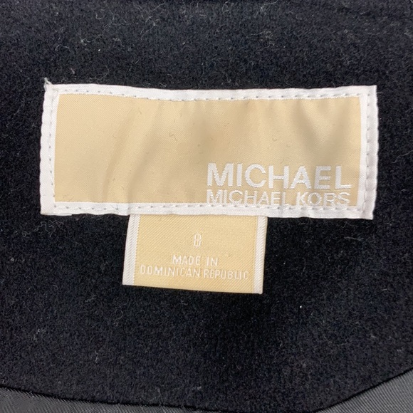 Michael Kors Wool Pea Coat Jacket Black Hooded Size 8 Pockets Snap buttons - Picture 4 of 16